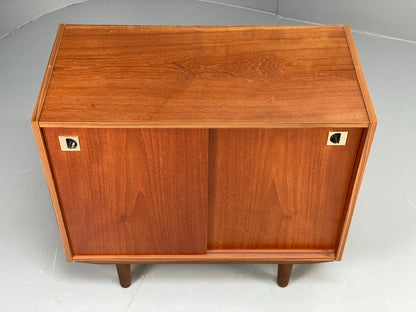 Vintage 1970s Teak Cabinet Sliding Doors Retro Handles Shelving EB11503