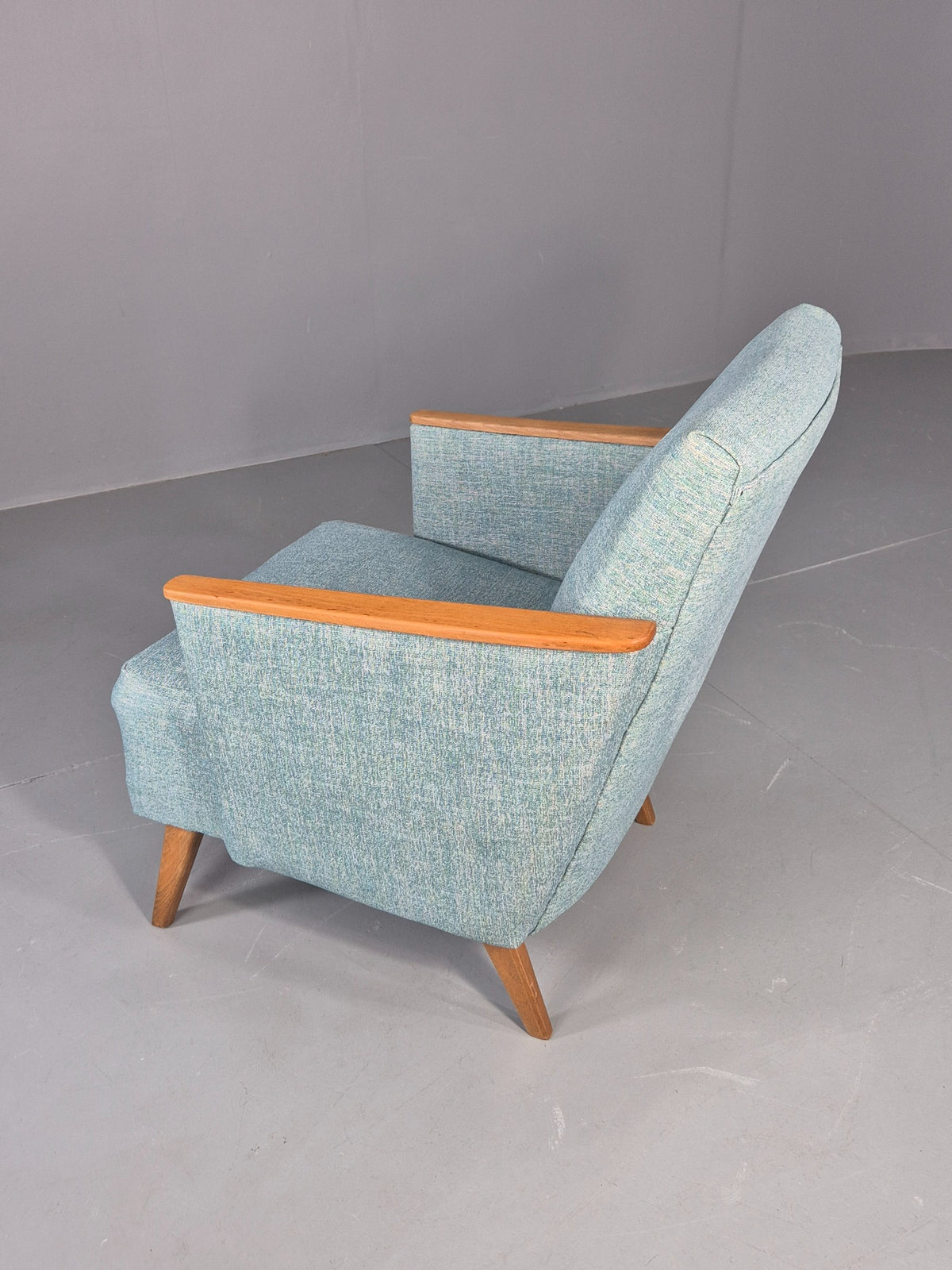 Mid Century Style Lounge Chair Newly Upholstered in Blue Retro EB9981