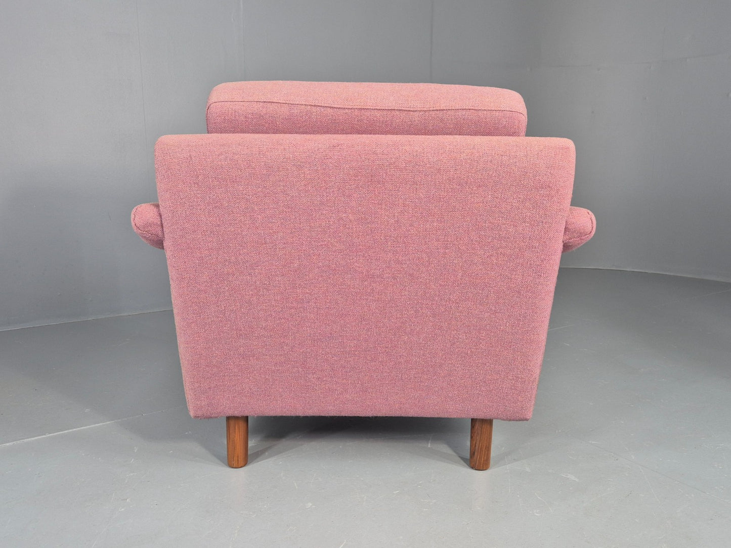 Vintage Danish Armchair Salmon Pink Wool 1960s Mid Century Retro EB12537