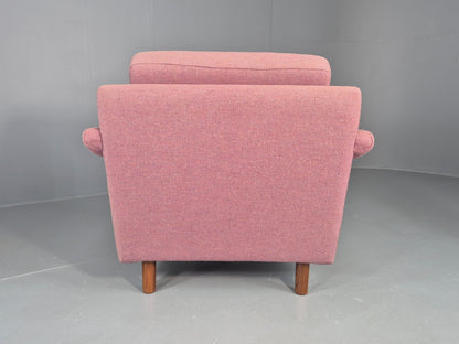 Vintage Danish Armchair Salmon Pink Wool 1960s Mid Century Retro EB12537
