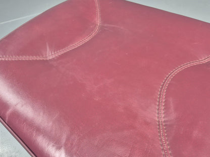 Vintage Stouby Swivel Footstool 1980s Burgundy Leather Bentwood Base EB12051