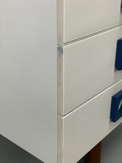 Vintage 1960s Compact Desk Teak Uniflex White Retro Mid Century Drawers EB12968