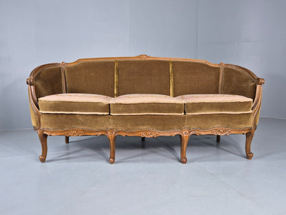 Vintage Danish 1950s 3 Seat Sofa with French Rococo Stylings Retro EB12767