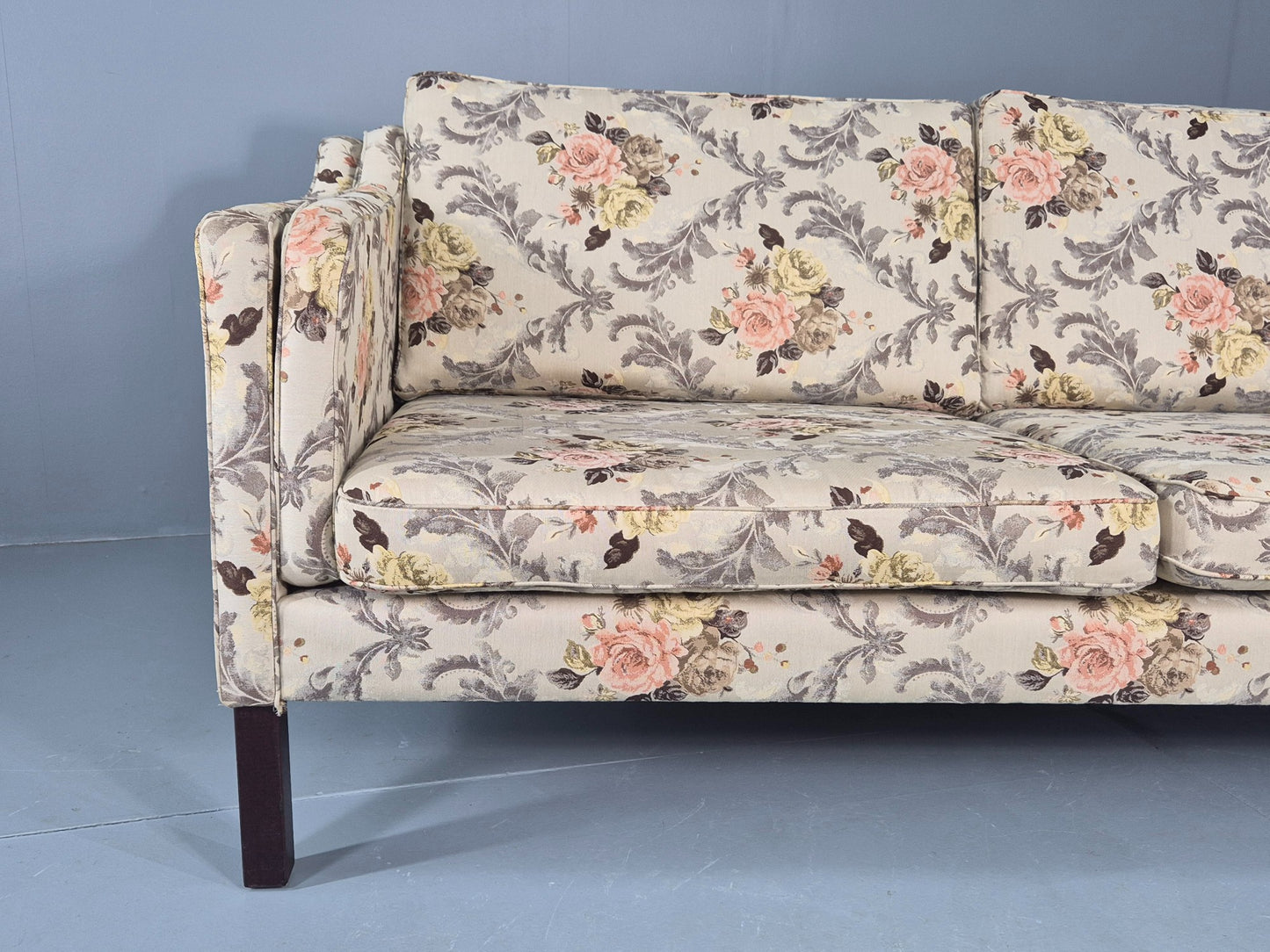 Vintage Danish 2 Seater Sofa 1970s Classical Floral Print Mid Century EB12540