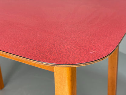 Vintage 1960s Kitchen Table Red Formica Retro Exposed Ply EB12194