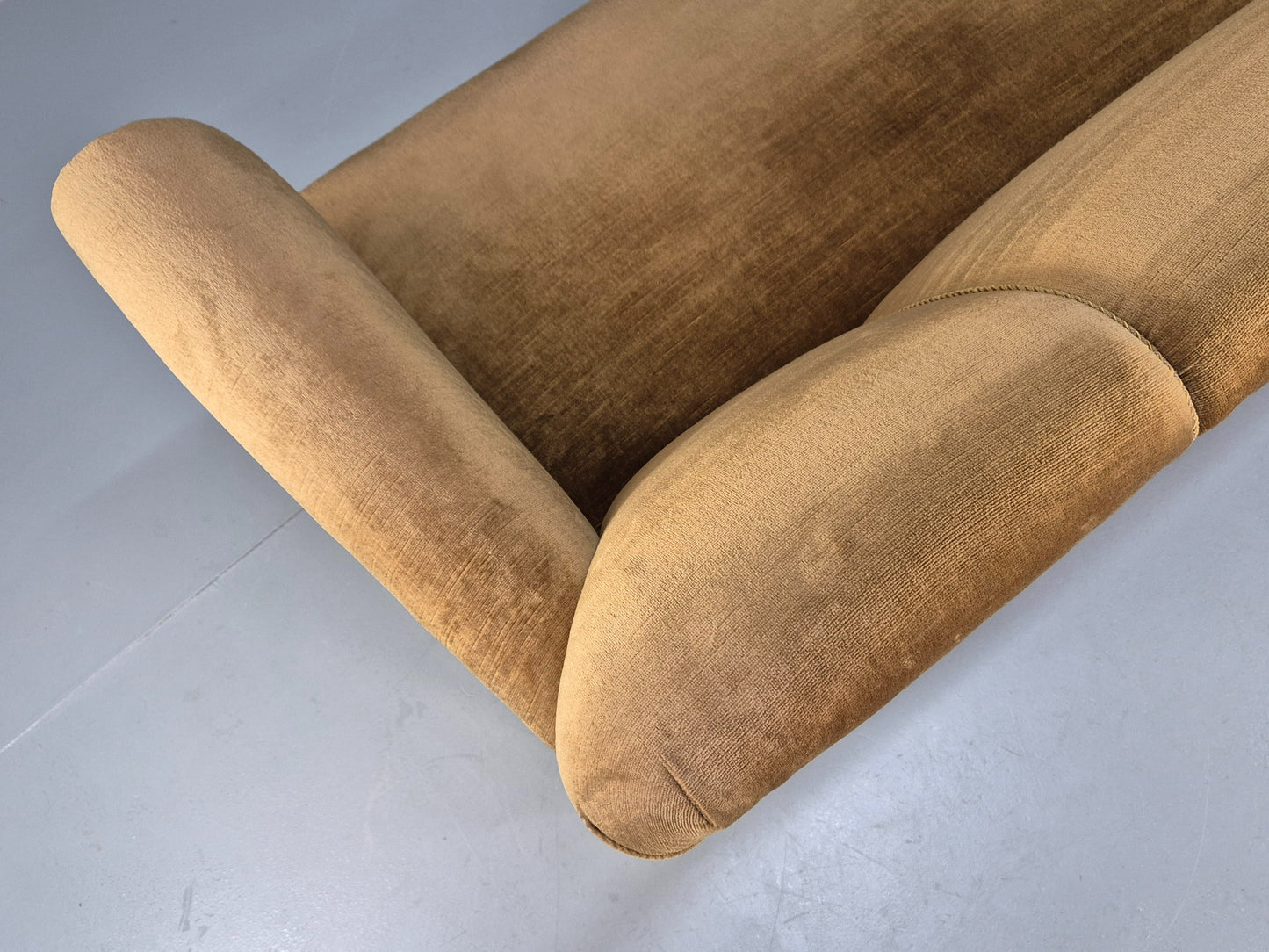 Antique 1920s Danish Sofa Mustard Velour Cabriole Legs EB09017