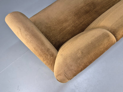Antique 1920s Danish Sofa Mustard Velour Cabriole Legs EB09017