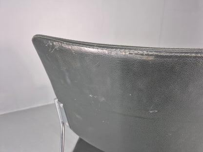 2 Stacking Chairs Modern Design Brunner Linos Leather Chrome EB11918 MSTA