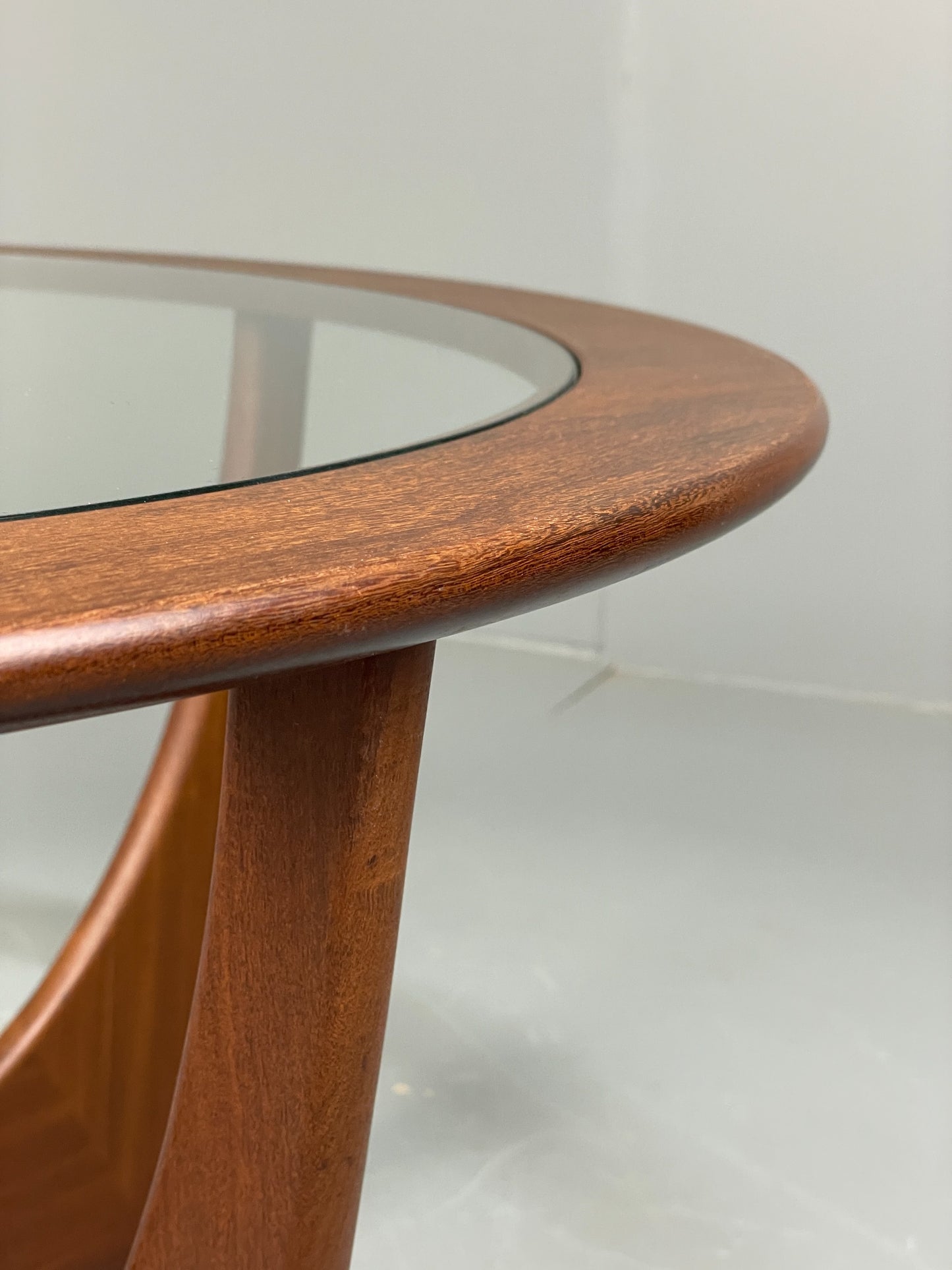 G Plan Astro Coffee Table Round Teak 1960s Mid Century Vintage Glass Top EB12072