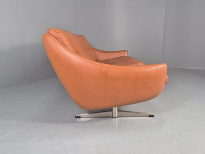 Vintage 3 Seater Sofa Tan Leather Danish 1960s Edmund Jorgensen Design EB12226