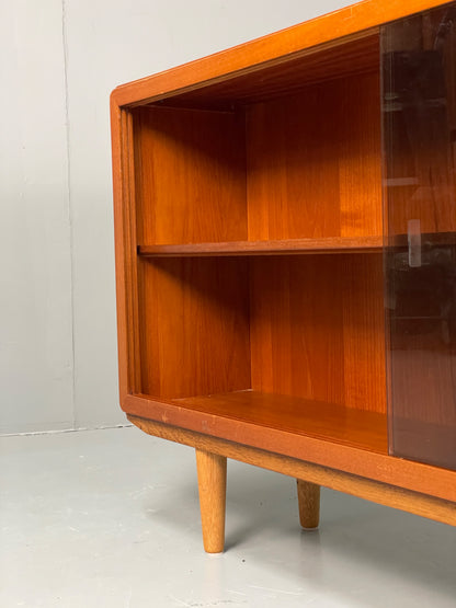 Vintage Teak Glazed Bookcase 1970s Shelving Mid Century Retro EB13151