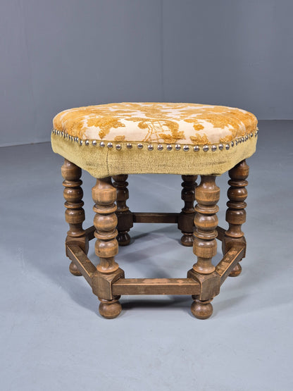 Vintage Danish Baroque Style Hexagonal Form Gold Floral Damask 1950s EB12835