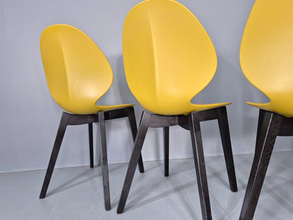6 Calligaris Dining Chairs Model Basil Yellow Wood Base Modern Design EB12874