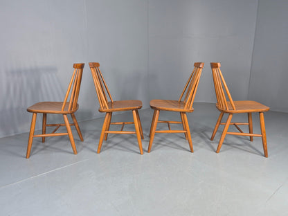 4 Vintage 1970s Retro Dining Chairs Scandinavian Stick Back Design EB12257