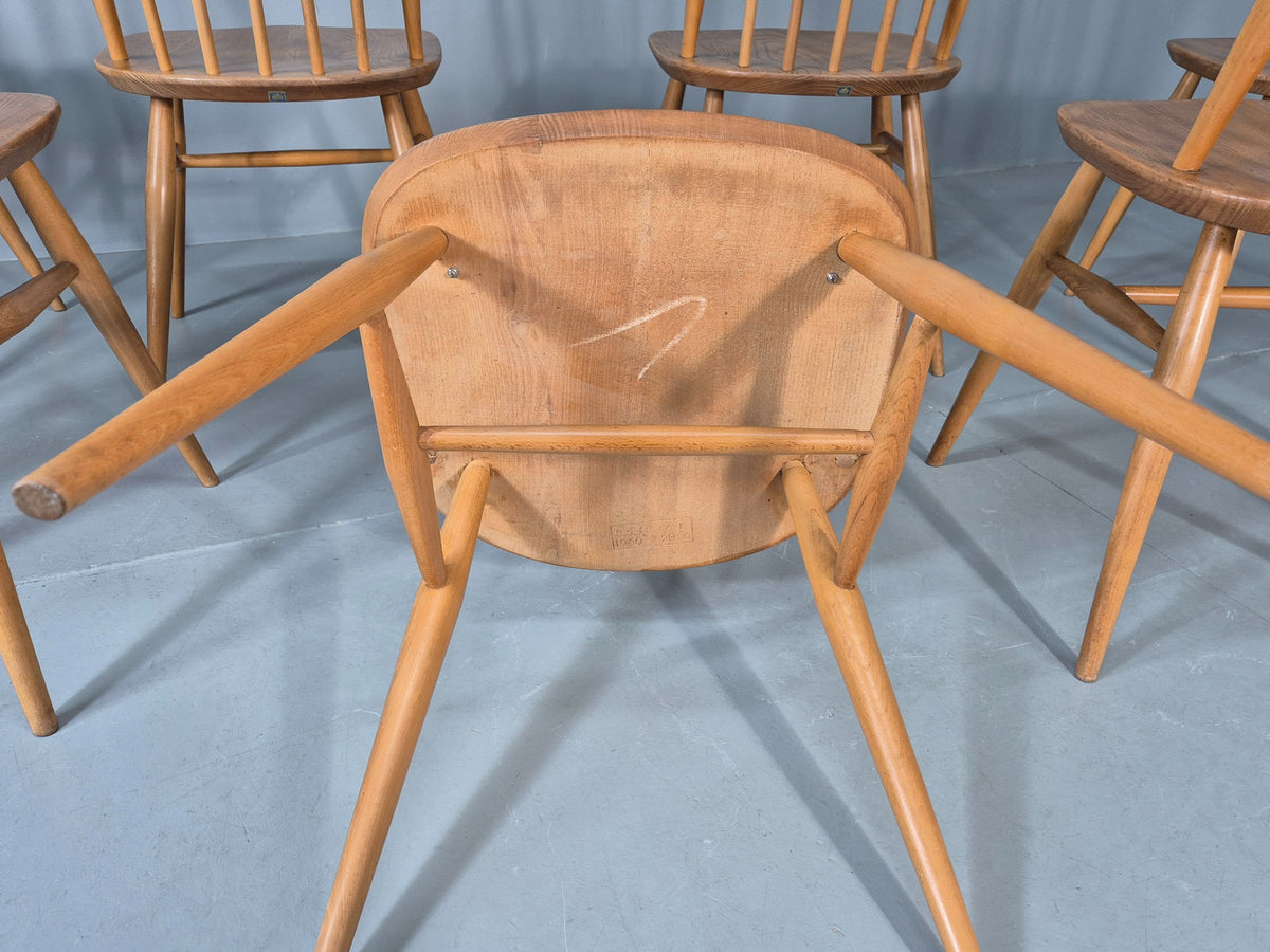 8 Ercol Windsor Quaker Highback Dining Chairs 1970s Retro MCM Eb13054