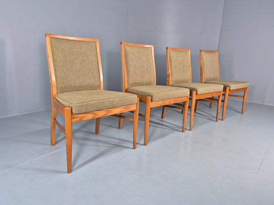 4 Vintage 1970s Elm Frame Dining Chairs Mid Century Retro Wool Seats EB12179