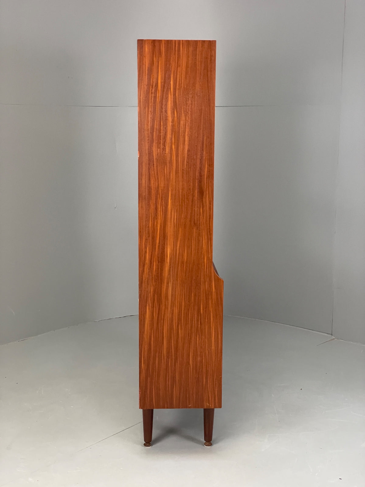 Vintage 1960s Teak Bookcase Mid Century Retro Glazed Mirrored Shelving EB13113