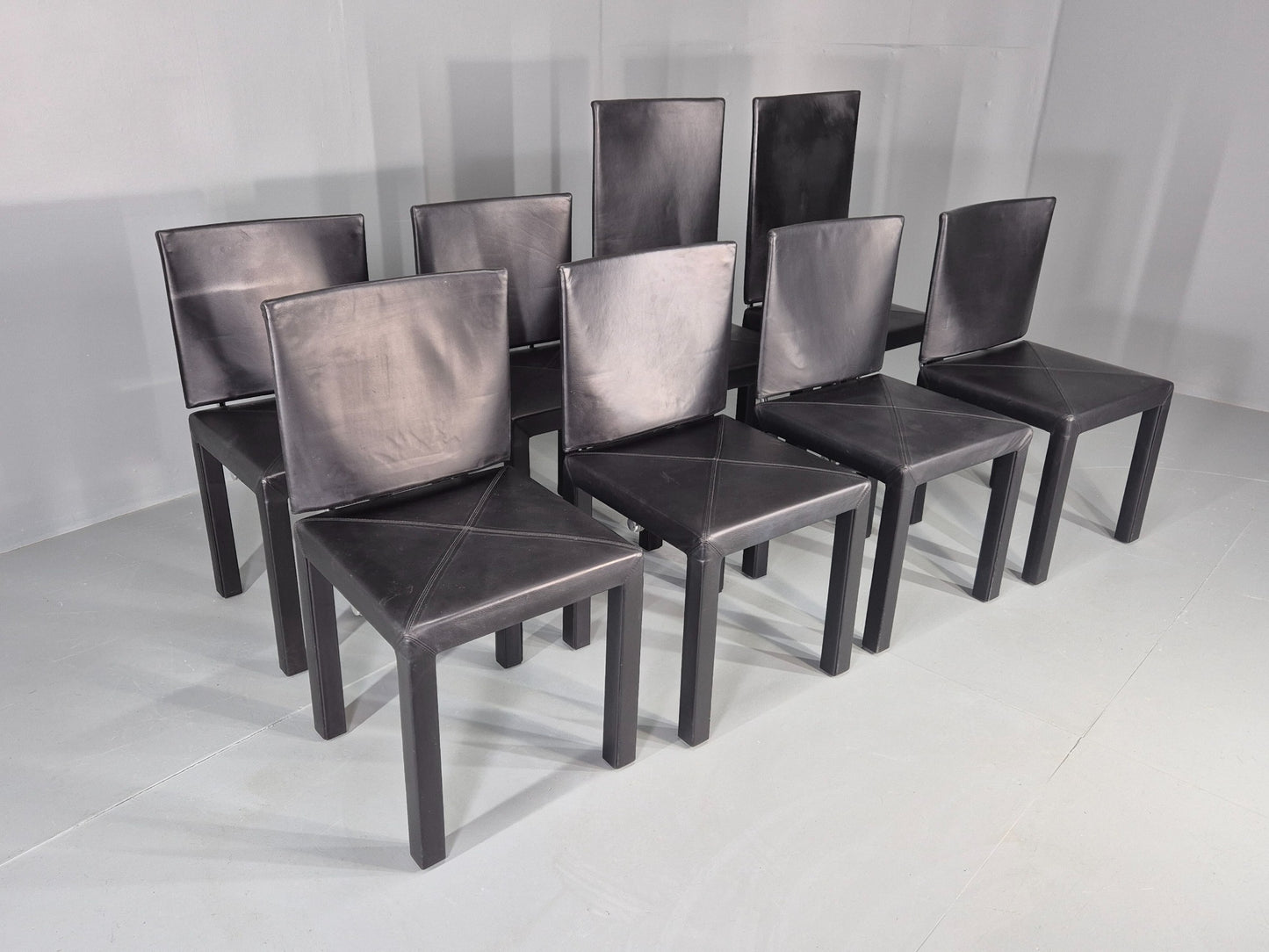 8 Vintage BB Italia Chairs Paolo Piva Leather Arcadia Model Post Modern EB12566