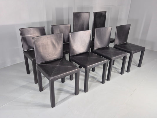 8 Vintage BB Italia Chairs Paolo Piva Leather Arcadia Model Post Modern EB12566
