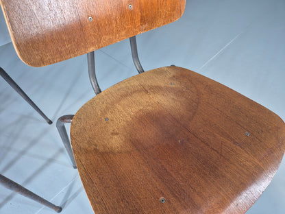 4 Vintage Danish Industrial Steel and Ply Stacking Chair 1960s Retro EB12655