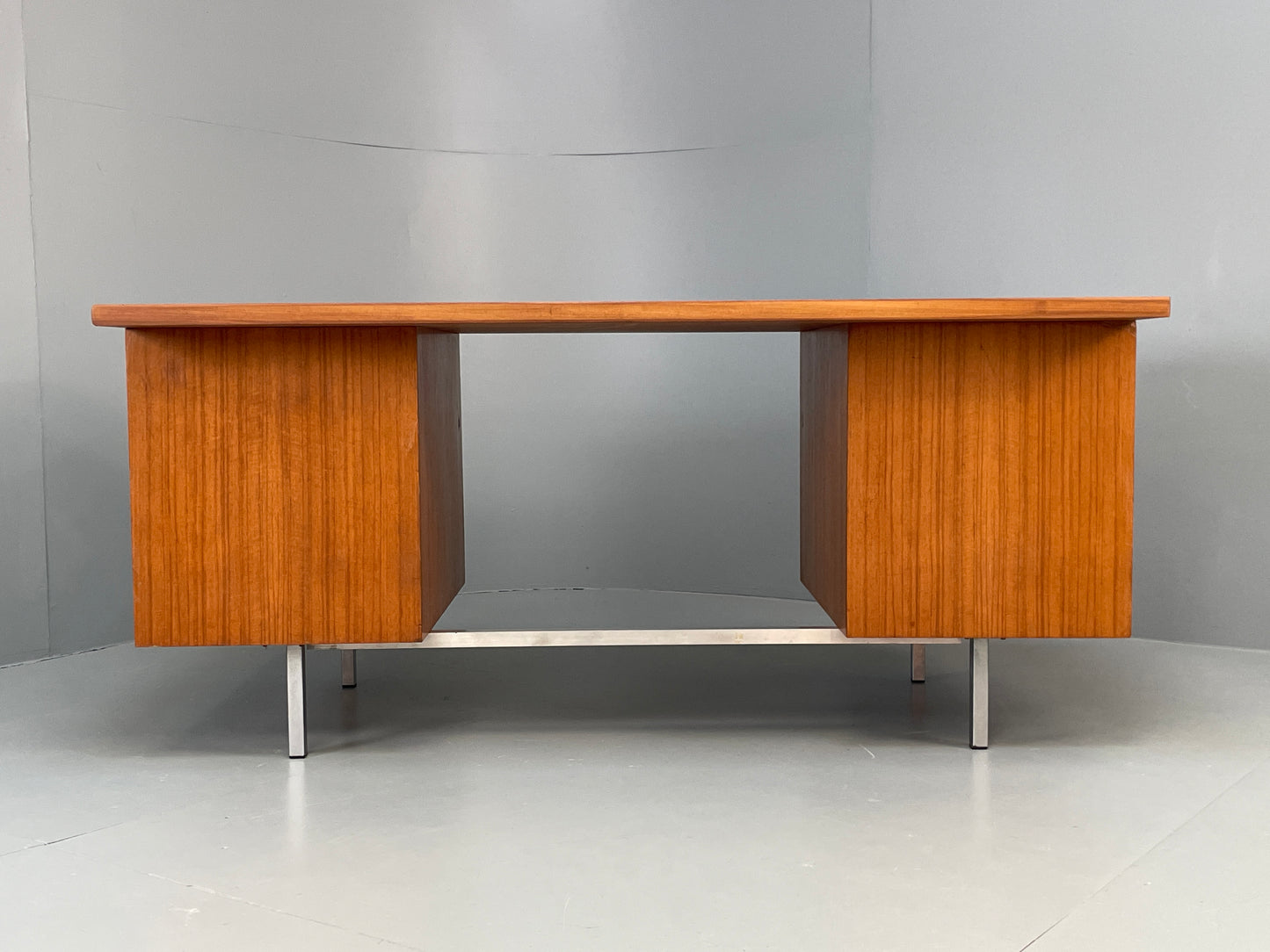 Vintage Teak Executive Desk Mid Century 1960s Drawers Chrome Retro EB12896