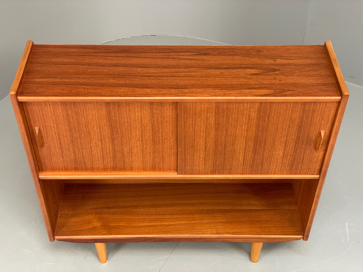 Vintage Teak Bookcase 1970s Retro Sliding Doors Gibbs Furniture Shelving EB13153