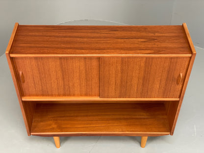 Vintage Teak Bookcase 1970s Retro Sliding Doors Gibbs Furniture Shelving EB13153
