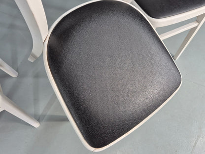 4 Vintage Kitchen Chairs 1960s Retro Black Vinyl and White Painted EB12584