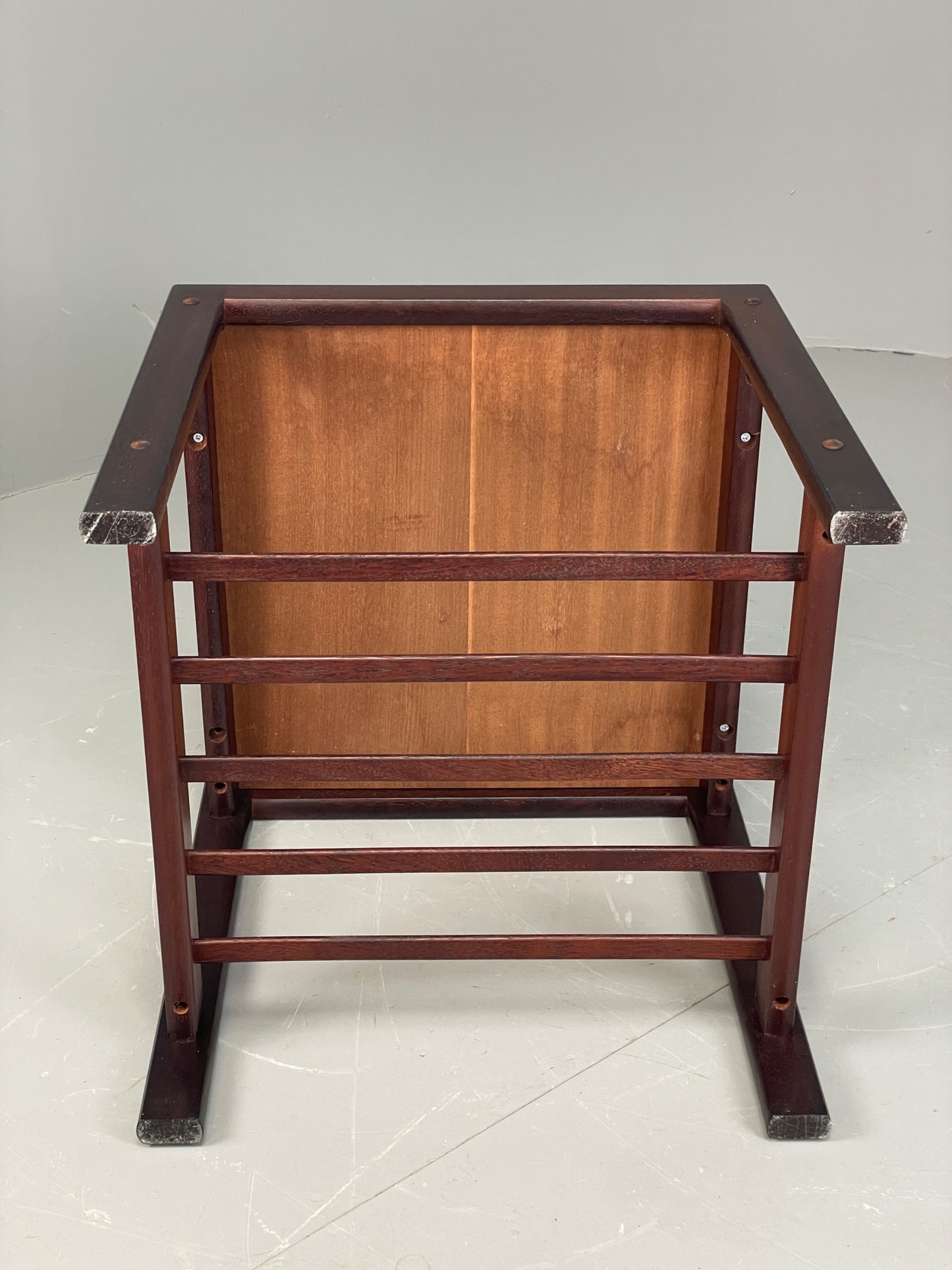 Vintage Danish Coffee Table Retro 1970s Darkwood With Magazine Rack EB12221