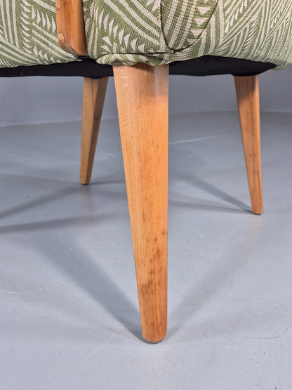 Vintage 1950s Lounge Chair Cintique Beechwood Frame New Upholstery Retro EB11948