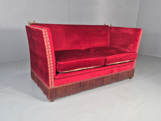 Vintage Danish 2 Seater Sofa Knole Style Red 1950s Tassels Drop End EB12720