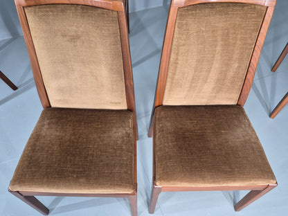 6 Vintage 1970s Nathan Dining Chairs Brown Velour Teak Retro MCM EB11921