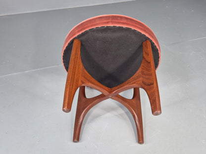 Vintage G Plan Fresco Stool Teak and Pink Velour Retro 1970s  EB12268