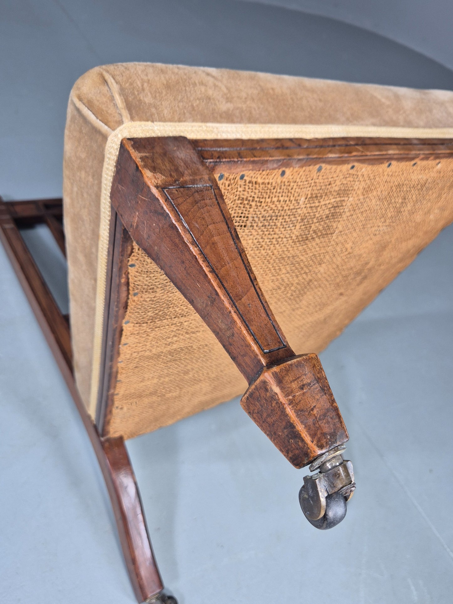Vintage Arts and Crafts Low Chair Antique 1900s Oak Frame Eb12586