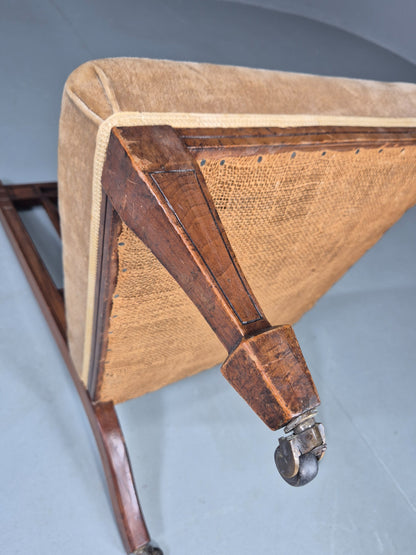 Vintage Arts and Crafts Low Chair Antique 1900s Oak Frame Eb12586