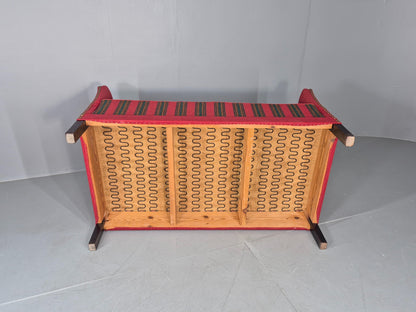 Vintage Danish 2 Seat Sofa Red Stripe Wool 1950s Retro Mid Century EB12735