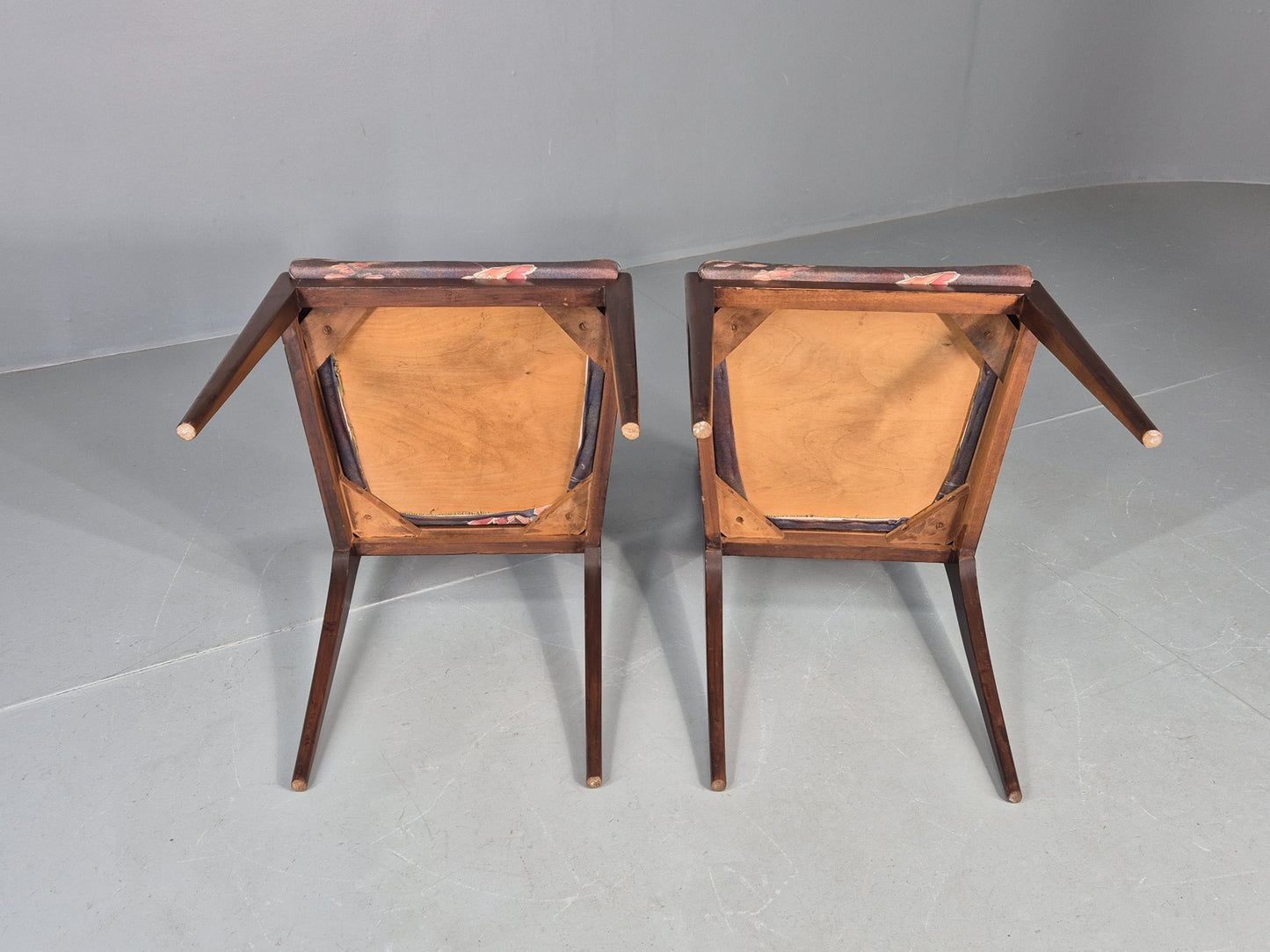 2 Vintage McIntosh Dining Chairs 1960s Retro Floral Upholstery EB12177
