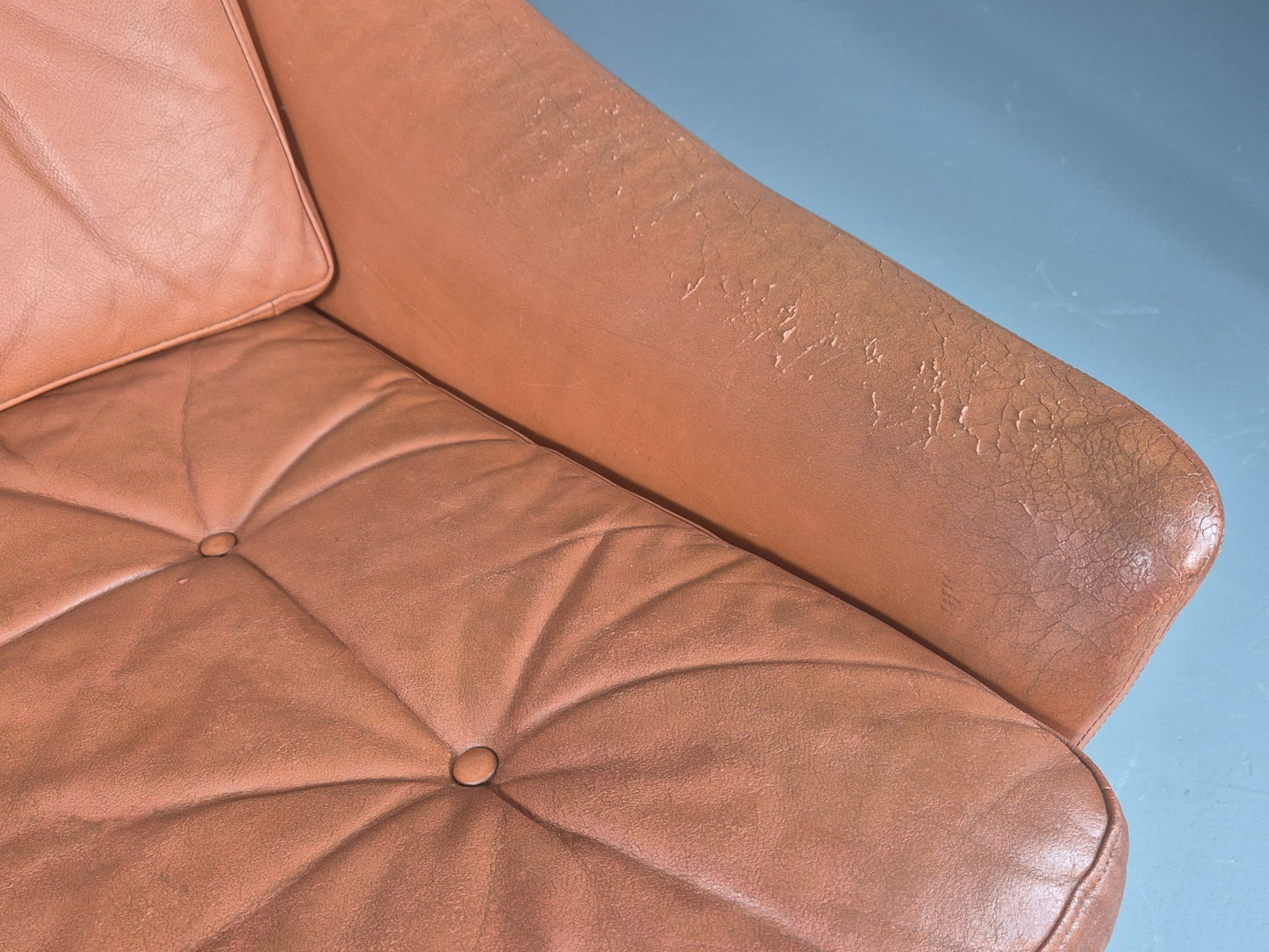 Vintage 3 Seater Sofa Tan Leather Danish 1960s Edmund Jorgensen Design EB12226