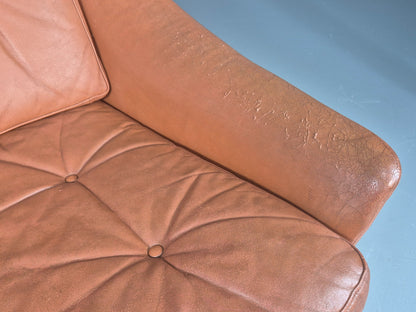 Vintage 3 Seater Sofa Tan Leather Danish 1960s Edmund Jorgensen Design EB12226