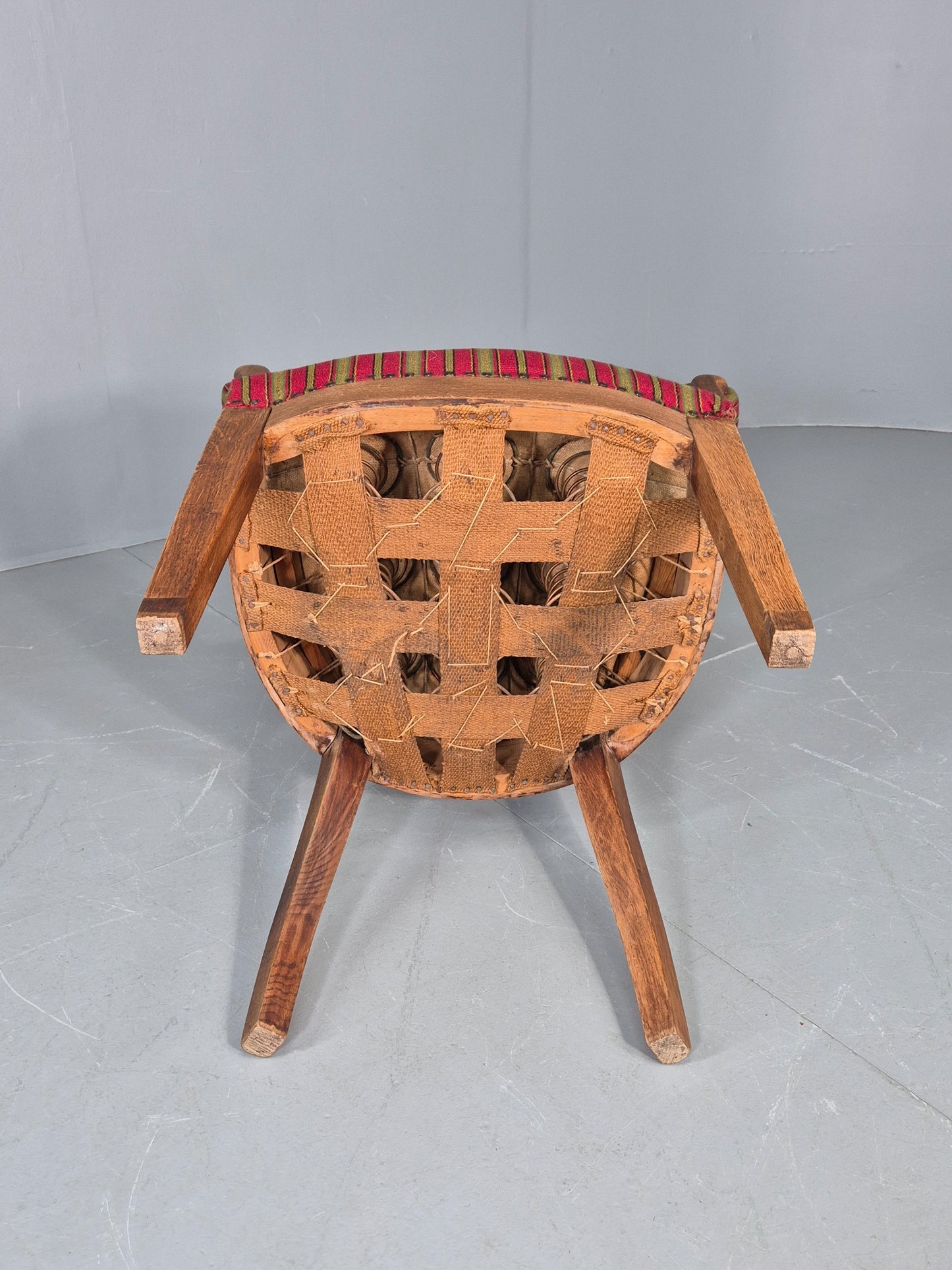 Antique Danish Library Chair Oak Frame Wool Upholstery 19th Century EB12772