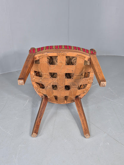 Antique Danish Library Chair Oak Frame Wool Upholstery 19th Century EB12772