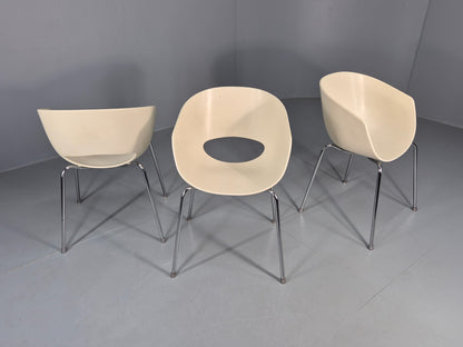 3 Vintage Orbit Chairs Moulded Plastic and Chrome Modern Design EB12131