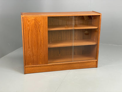 Vintage 1960s Glazed Bookcase Teak Mid Century Modern Shelving Cabinet EB12214