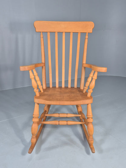 Vintage Traditional Farmhouse Rocking Chair 1970s Cottage Style Beech EB12473