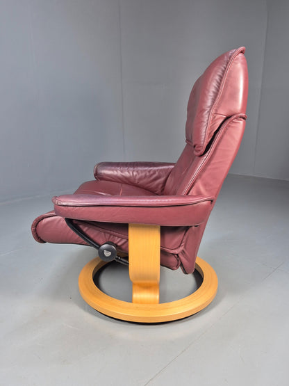 Vintage Ekornes Stressless Swivel Recline Chair Leather Bentwood EB8491