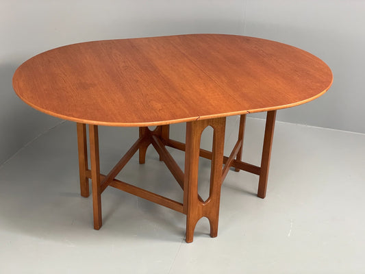 Vintage Teak Dropleaf Table By Jentique 1960s Oval Beech Retro EB11695 MWOO