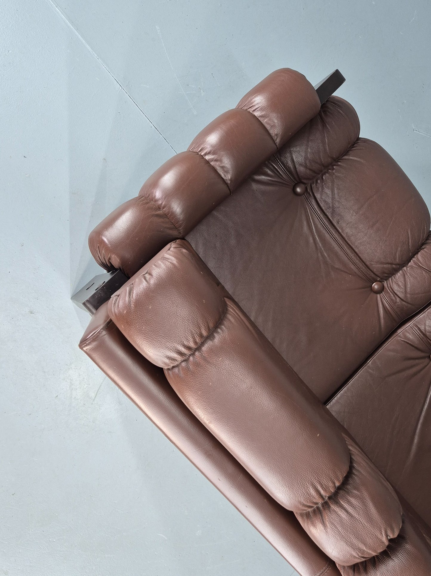 Vintage 3 Seater Sofa Danish Brown Leather 1970s Retro Mid Century EB12449