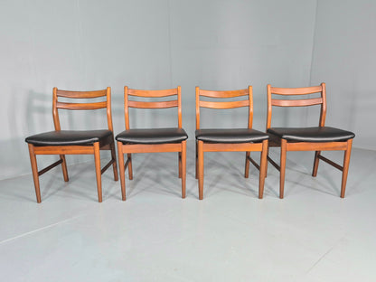 4 Vintage Jentique Dining Chairs Teak Frames Black Vinyl 60s RETRO MCM EB1195