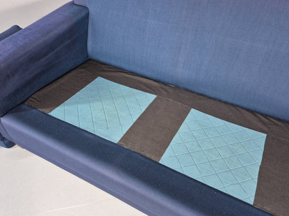 Vintage 3 Seater Sofa Mid Century Danish Dark Blue Wool Retro 1960s  EB12230