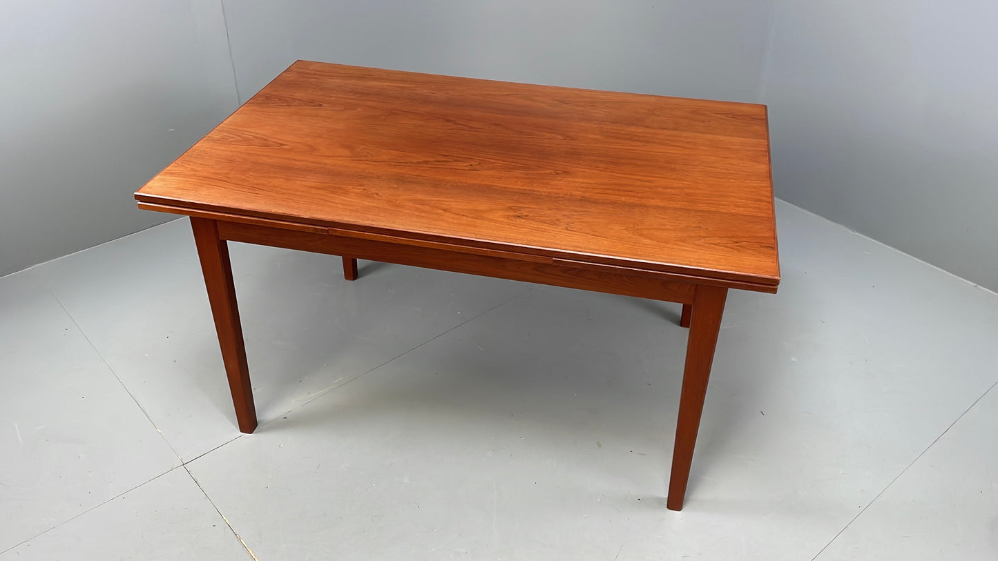 Vintage Teak Dining Table 1960s Danish Extending Draw Leaf EB12340